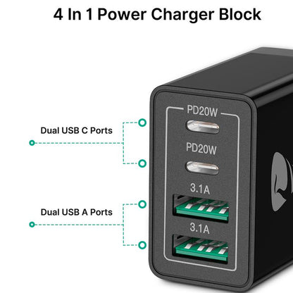 Aioneus 4 in 1 Fast Charger Cable & 4-Port 40W Fast Charger Block, Charger Set, Travel Charger Set, Boyfriend Gift, Christmas Gift